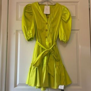 Ted Baker London NWT size 2 (US 4-6) bright green button front mini dress.
